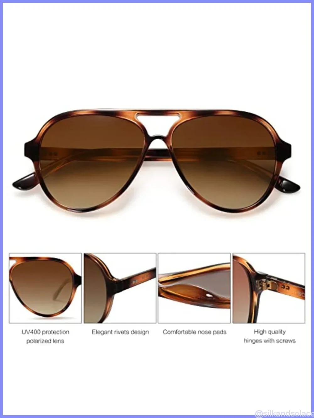 Polarized Aviator Sunglasses UV400 TAC Retro Full Coverage Unisex